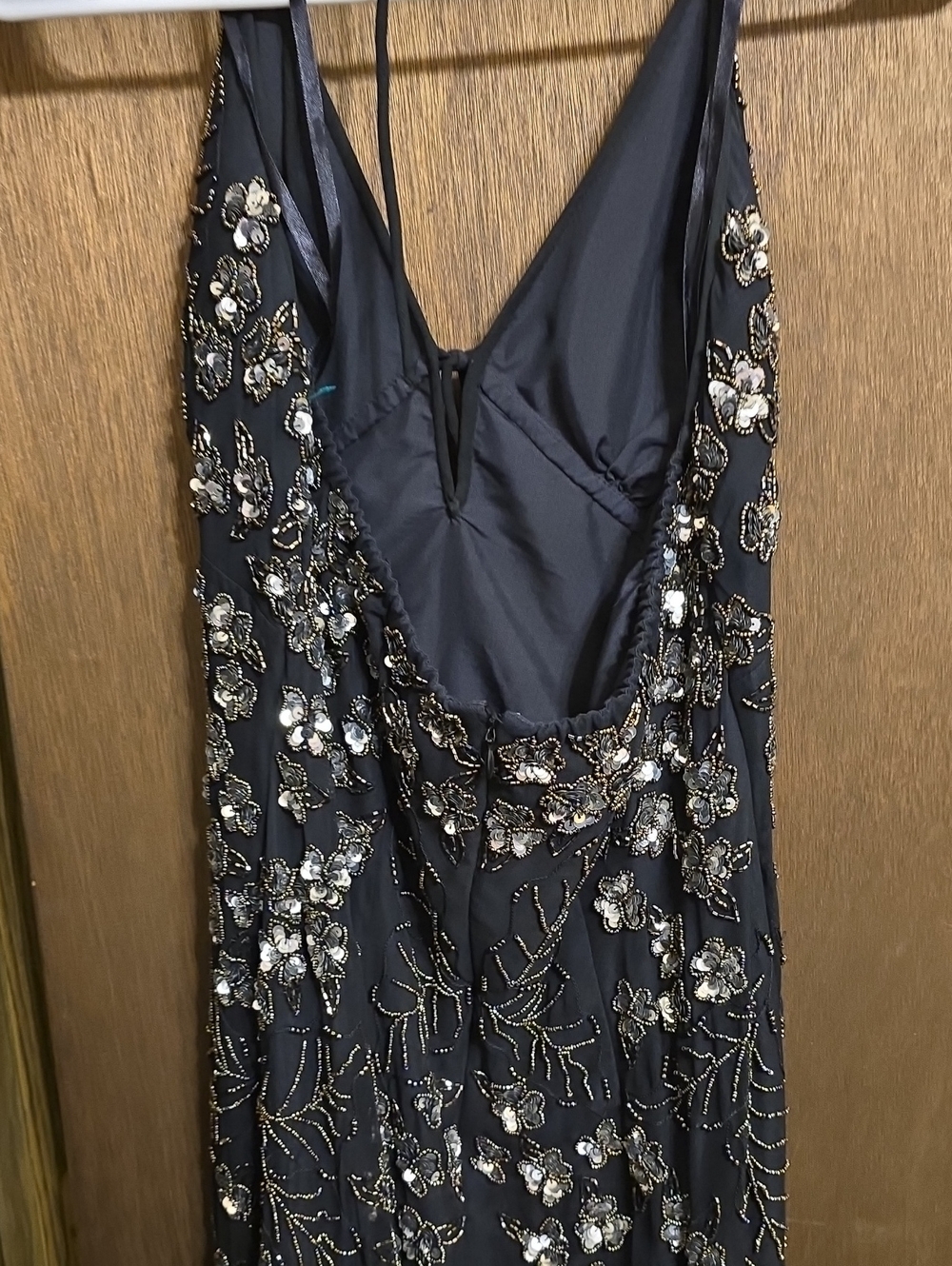 Cache Black Asymmetrical Floral Embellished Maxi Dress - Picture 5 of 7